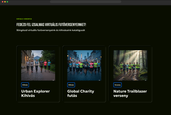 Pacemakers virtual races catalogue screen