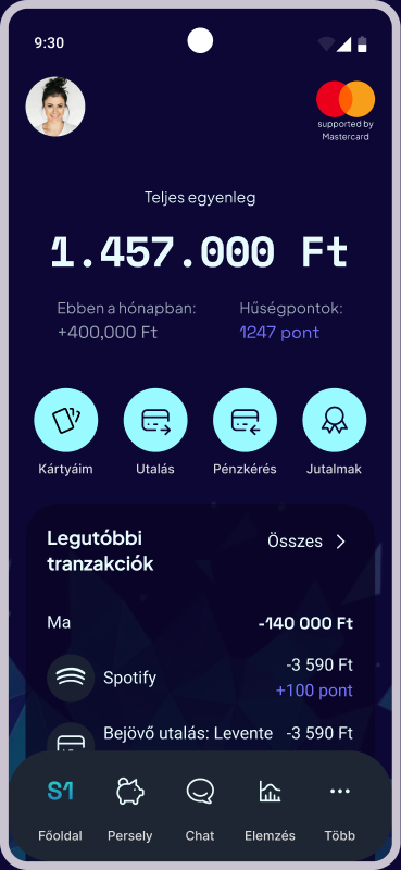 Card management, savings jar, chat